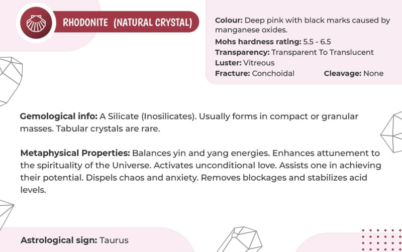 Rhodonite and clear Quartz Rose Bracelet