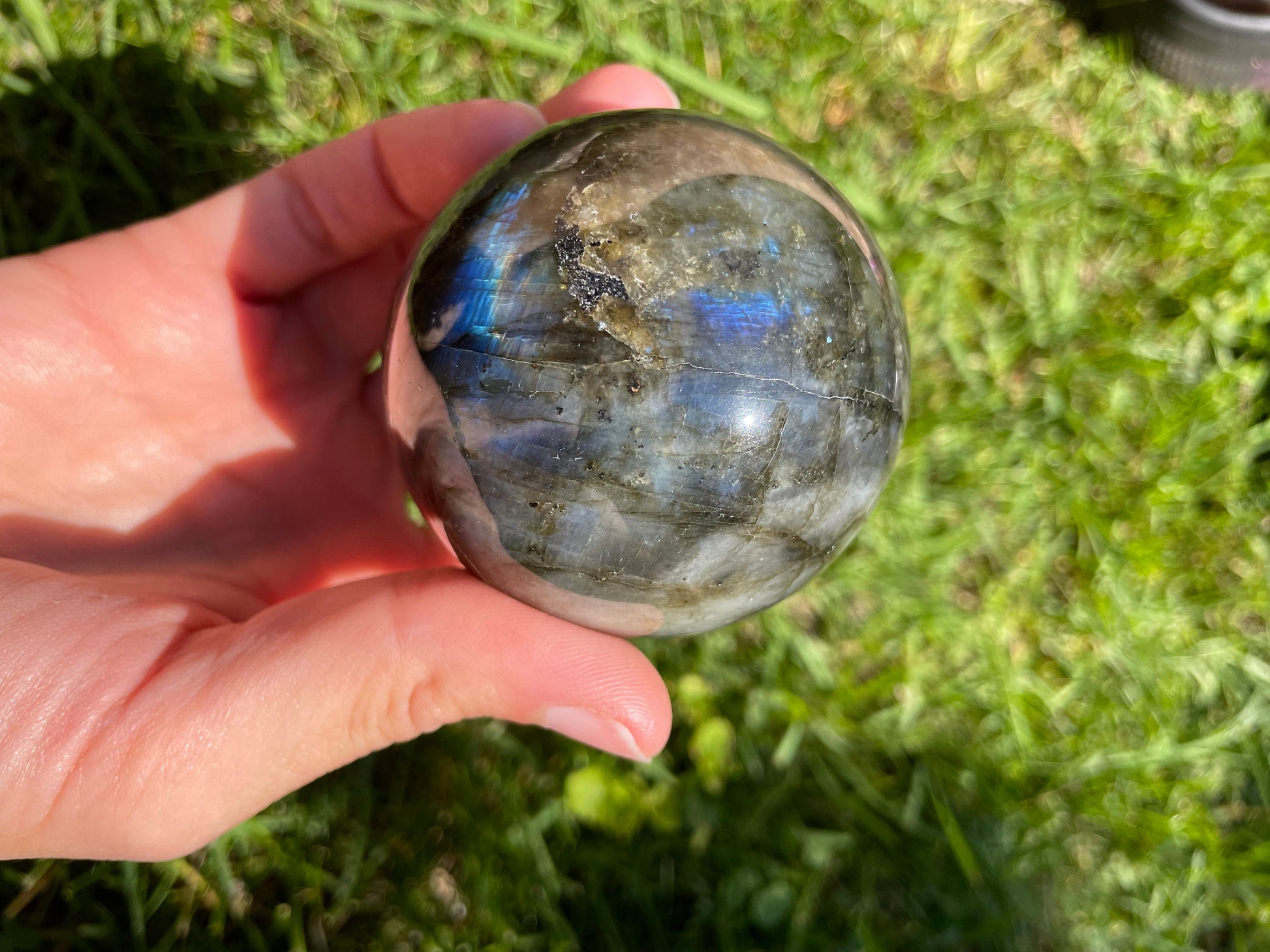 Blue flash labradorite sphere- crystal ball