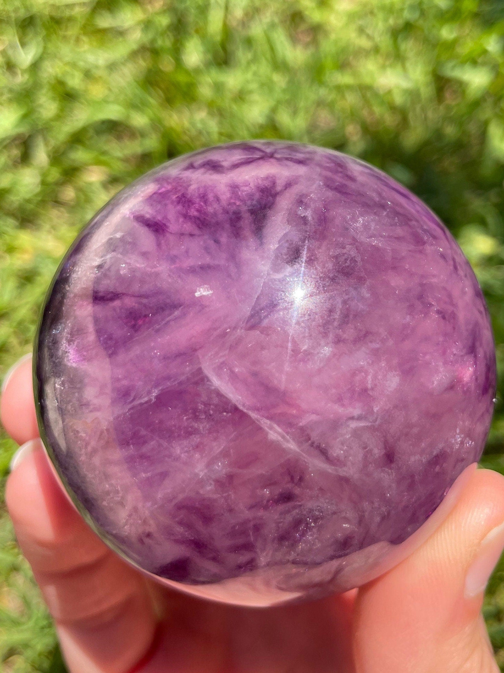 Purple Fluorite with pyrite sphere- crystal ball