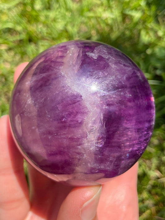 Purple Fluorite with pyrite sphere- crystal ball